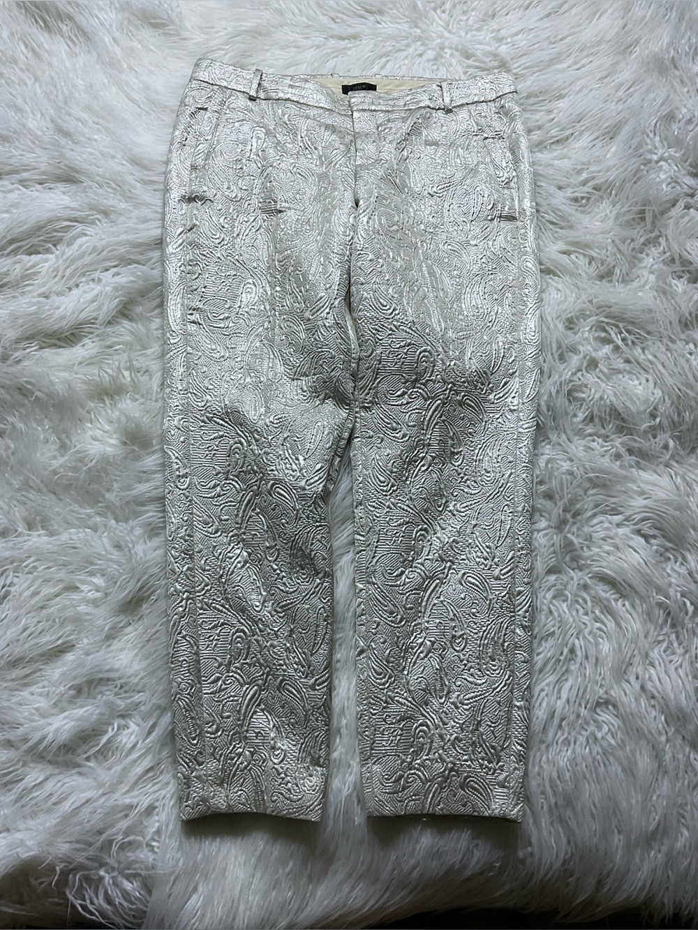 J.Crew Paisley Brocade Slim Pants Champagne Metallic - Picture 1 of 4